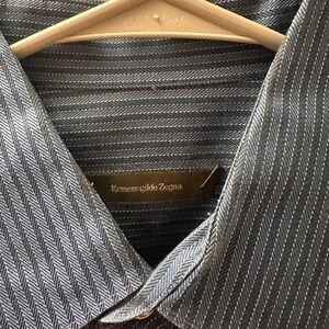 Ermenegildo Zegna Charcoal Herringbone Shirt